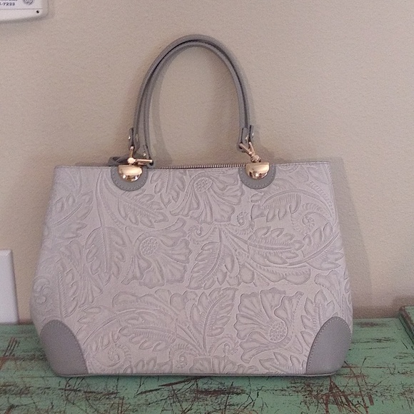 Glamorous Handbags - Glamorous by Glam grey leather handbag with gold hardware